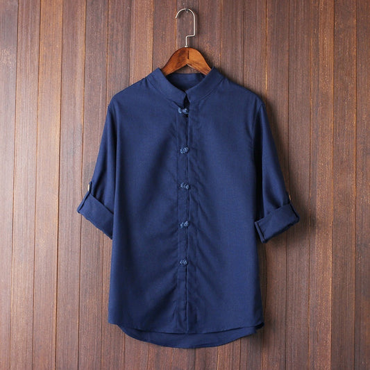 Camisa Masculina de Linho Vintage – Plus Size